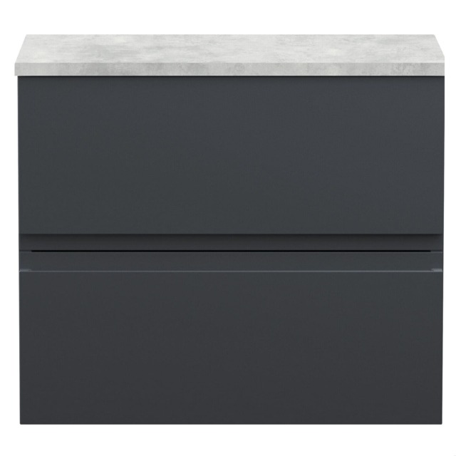 Balterley Mavesyn Contemporary 2 Drawer Wall Hung Vanity Unit with Laminate Worktop, Dark Grey, 600mm