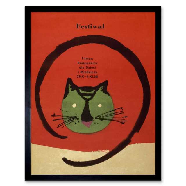 Exhibition Festival Film Movie Cat Poland Warsaw Framed Wall Art Print