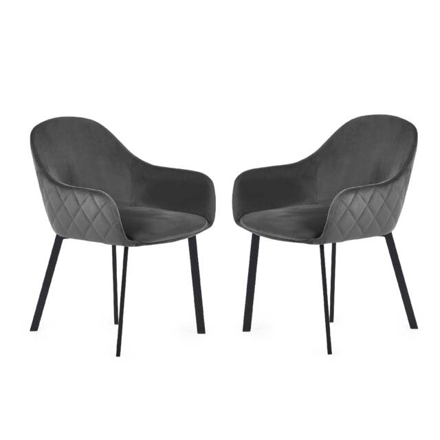 Valencia Premium Grey Velvet Dining Chairs - Set of 2