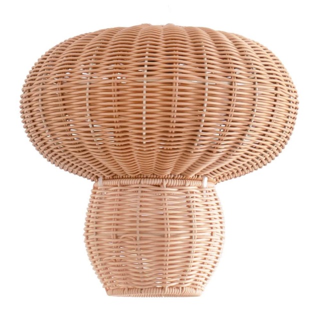 ValueLights Portobello Natural Rattan Mushroom Ceiling Shade and Bulb