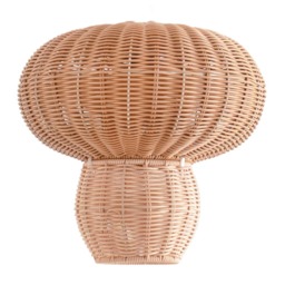 ValueLights Portobello Natural Rattan Mushroom Ceiling Shade and Bulb