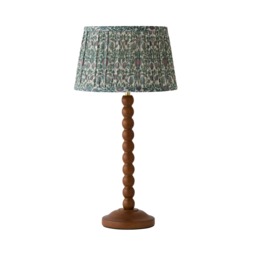 ValueLights Bobble Walnut Table Lampbel Floral Pleat Shade and Bulb
