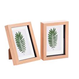 "Nicola Spring 5 x 7"" Photo Frames - Light Wood/White Mount - 3D Picture Frame Box Portrait Display Case (20 x 15.5cm) Set of 2"