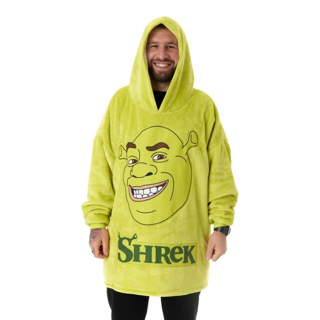 Shrek Unisex Adult Face Blanket Hoodie Green Green One Size 1
