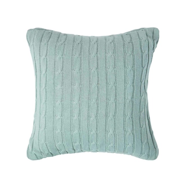 Homescapes Cotton Cable Knit Duck Egg Blue Cushion Cover - 45 x 45 cm Blue Duck Egg Blue 45 x 45 cm