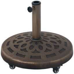 Outsunny 21kg Resin Garden Parasol Base Umbrella Stand with Wheels Bronze Bronze Tone