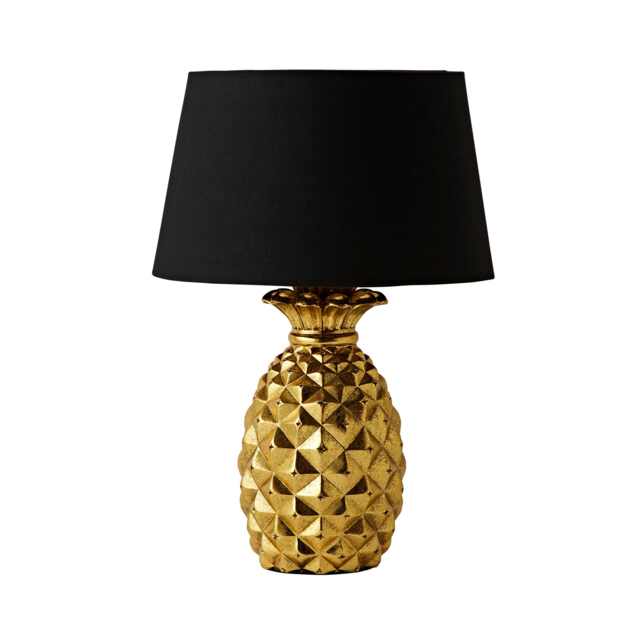 ValueLights Pineapple Gold Table Lamp Black Taper Shade and Bulb