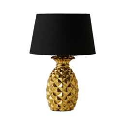 ValueLights Pineapple Gold Table Lamp Black Taper Shade and Bulb