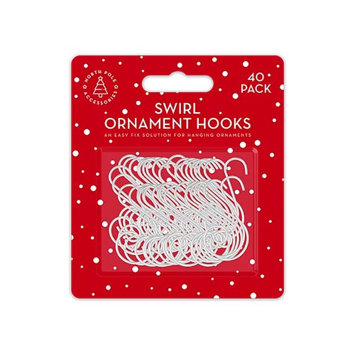 Swirl Ornament Decoration Hanging Hooks - Pack of 40