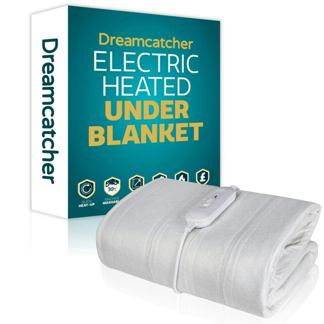 Dreamcatcher King Size Electric Under Blanket Heated Fitted Cover Single Control White White XL 1