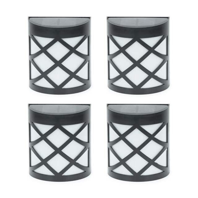 ValueLights Set of 4 Diamond Black Outdoor Solar Wall Light Black