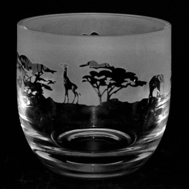 Animo Glass Candle Holder Engraved Pot Safari