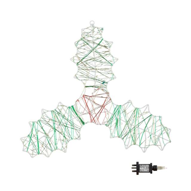 42cm x 44cm Light up Christmas Holly and Berries Dewdrop Silhouette with Twinkling LEDs