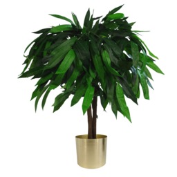 80cm Large Artificial Mango Tree Plant with Metal Planter Green 2ft