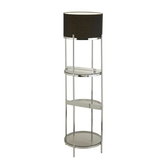 RIPIANO CHROME SHELF FLOOR LAMP BLACK SHADE