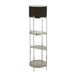 RIPIANO CHROME SHELF FLOOR LAMP BLACK SHADE