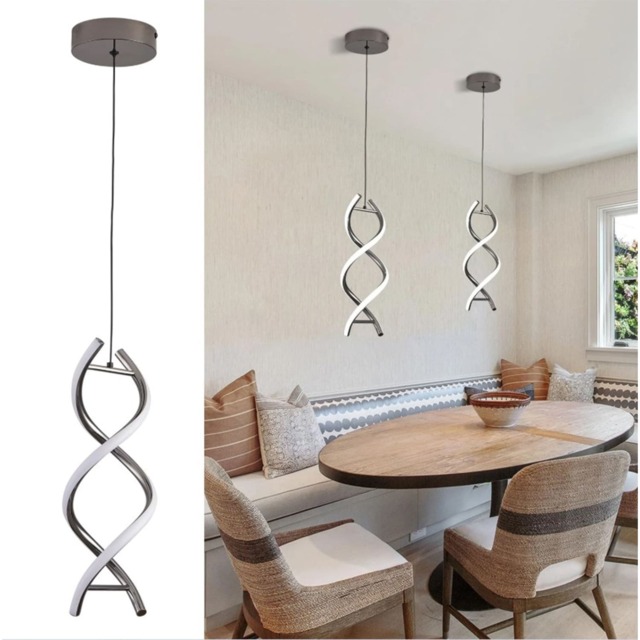 Modern Spiral LED Pendant Light Chandelier Black