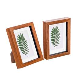 "Nicola Spring 5 x 7"" Photo Frames - Dark Wood/White Mount - 3D Picture Frame Box Portrait Display Case (20 x 15.5cm) Set of 2"