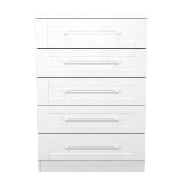 Ripon 5 Drawer Chest of Drawers in White Ash (Ready Assembled) White White Ash