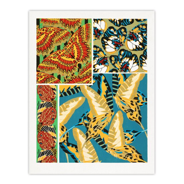 "Vintage Butterflies Bright Pattern Vintage Wall Art Print Seguy 24x32"""