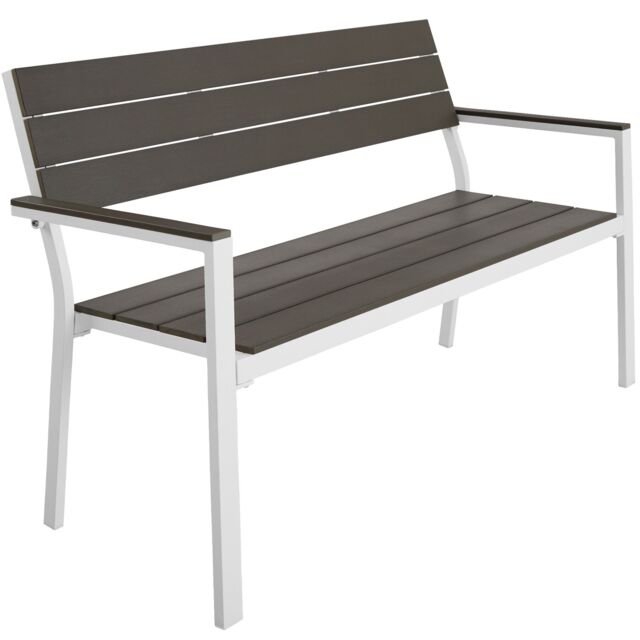 Line 2-Seater Garden Bench with Aluminum Frame, 128x59x88 cm Grey light grey/white 1