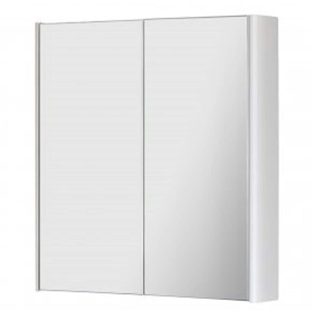2-Door Mirror Bathroom Cabinet 600mm H x 500mm W - Gloss White - (Arch) White White 1