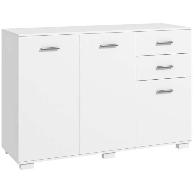 HOMCOM Modern Sideboard Kitchen Storage Cabinet with 2 Drawers, White