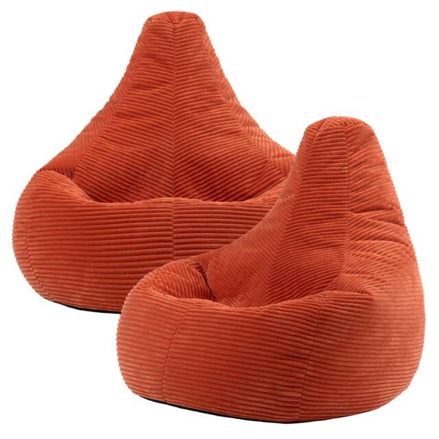 2 Pack Icon Gaming Bean Bag Recliner Jumbo Cord Terracotta