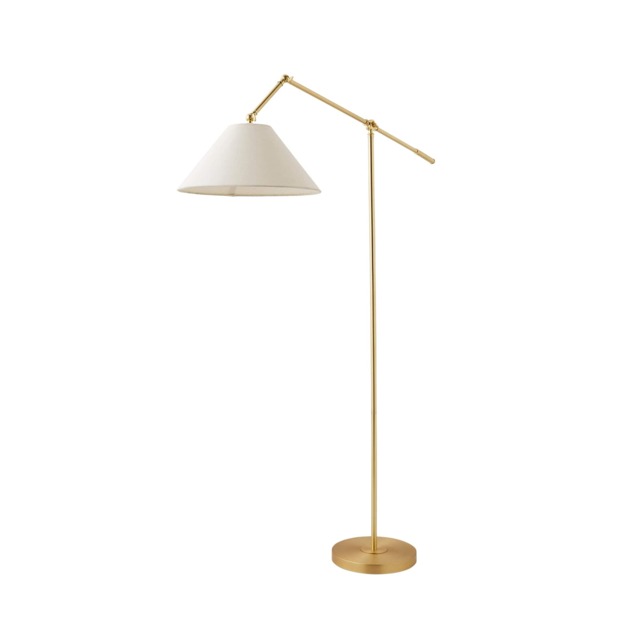 ValueLights Layla Gold Adjustable Floor Lamp Linen Shade