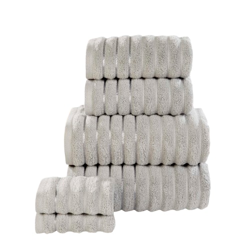 Ribbed Pure Cotton Bath Towels Super Soft and Absorbant Silver Bath towel 1