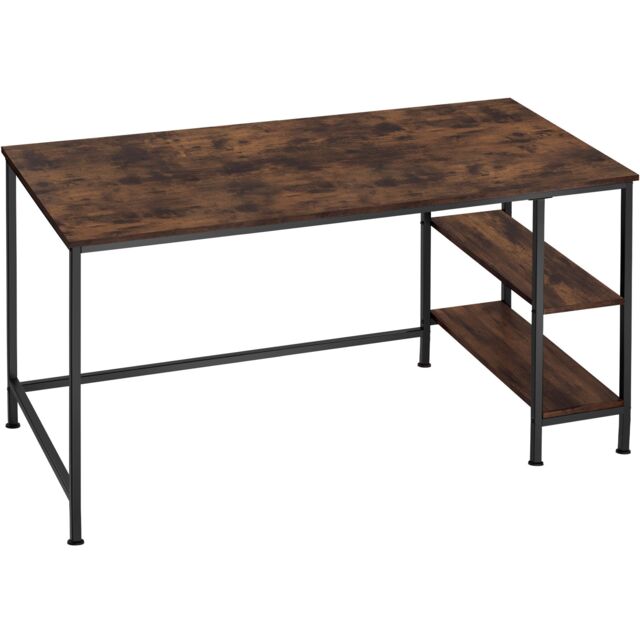 Desk Donegal - side shelf with 2 storage compartments Brown Industrial wood dark, rustic 140 x 60 x 76,50 cm 1
