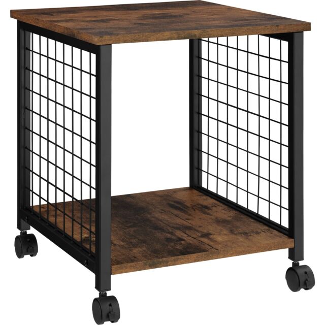 Bedside Table Gary - industrial style, 2 shelves, swivel castors, 40 x 40 x 48 cm Brown Industrial wood dark, rustic 40 x 40 x 48 cm 1