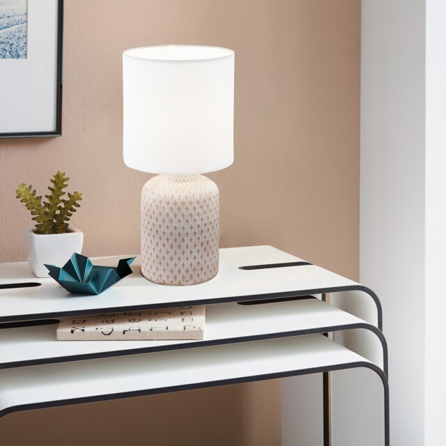EGLO Bellariva Cream And White Ceramic/Fabric Table Lamp