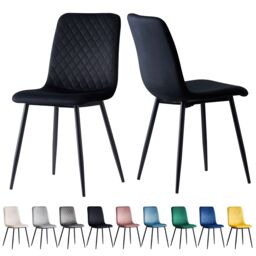 MCC Direct Set of 2 Velvet Fabric Dining chairs Upholstered Kitchen Accent Chairs Lexi