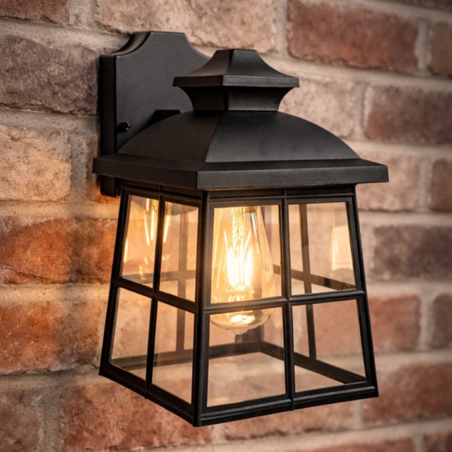 CGC Lighting Henri Black Polycarbonate Outdoor Wall Lantern Black Black Height: 27.5 cm Width: 17 cm Depth: 22.3 cm