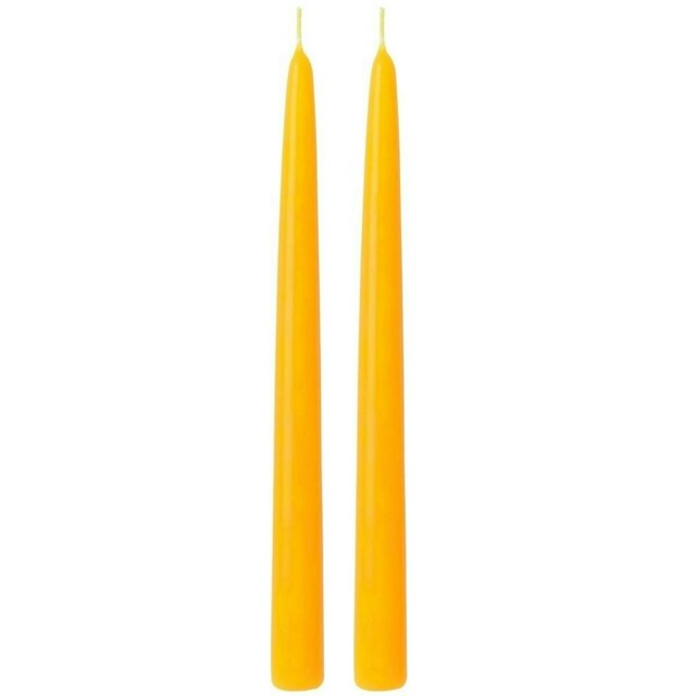 IHR Taper Candle Pair Solid Coloured Unscented Dark Yellow