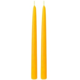 IHR Taper Candle Pair Solid Coloured Unscented Dark Yellow