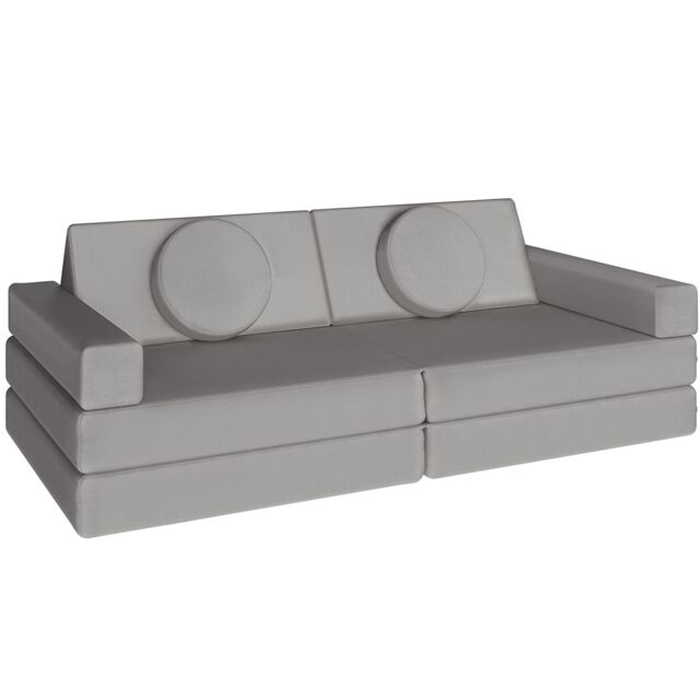 Kids Sofa Lilly - 8-piece, flexible arrangement play sofa, thick padding, removable covers Grey grey Two Seater 1