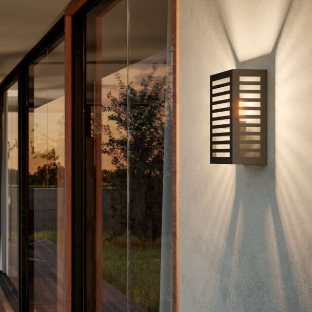 EGLO Alamonte 3 Black Steel Caged Outdoor Wall Light