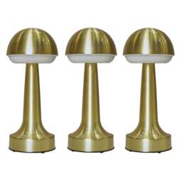 ValueLights Set of 3 Troy Brass LED Rechargeable Touch Table Lamp