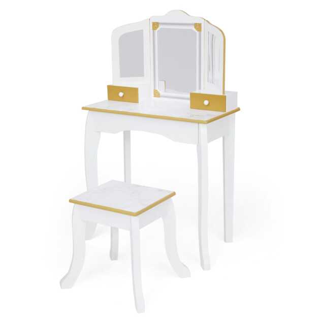 Teamson Kids Versailles Faux Marble Vanity Set with Stool