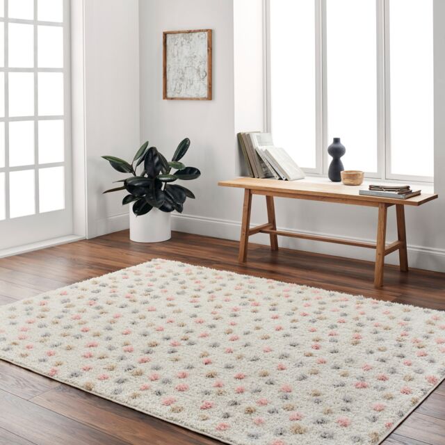 LIVABLISS Rodos-Modern Soft Plush Pile Rug 160 x 213 cm Beige Grey Yellow Pink