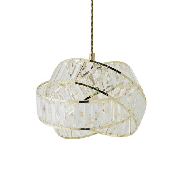 ValueLights Hudson Acrylic Jewel Gold Twisted Lamp Shade & Bulb Gold