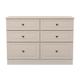 Versaille 6 Drawer Wide Chest of Drawers in Kashmir Matt (Ready Assembled) Cream Kashmir Matt