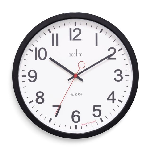 Acctim Kempston Wall Clock Metal Energy Efficient Movement Glass Lens 35cm