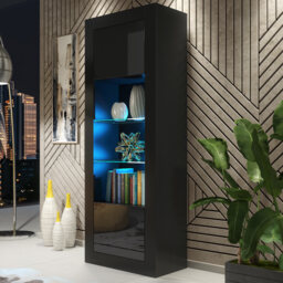 Display Cabinet Bookcase Sideboard Storage Cabinet Cupboard Grey High Gloss LED 170cm