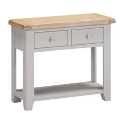 Windsor 2 Drawer Console Table - L34 x W85 x H70.5 cm - Pebble Grey - Oak