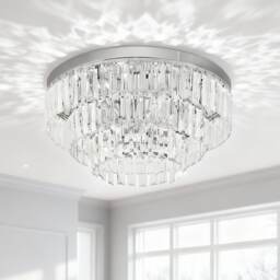 HOMCOM Crystallite Ceiling Light Modern Chandelier w/ 7 E14 Fittings Bedroom Silver