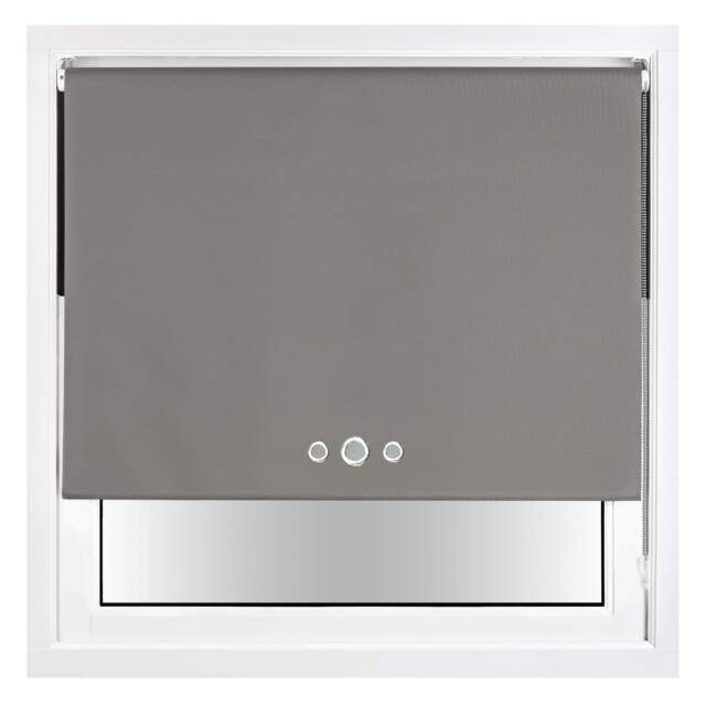 FURNISHED Blackout Roller Blind with Triple Eyelets & Metal Fittings Grey Dark Grey (W) 100cm x (L) 165cm