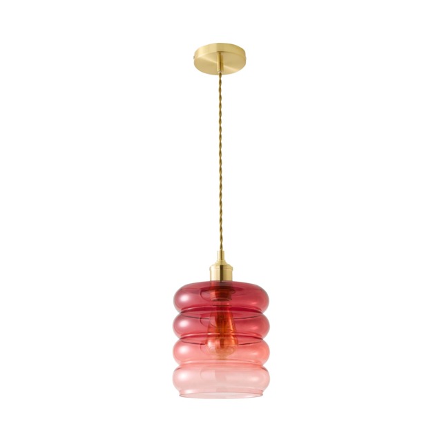 ValueLights Giselle Berry Stacked Brushed Gold Ceiling Light Gold Pink